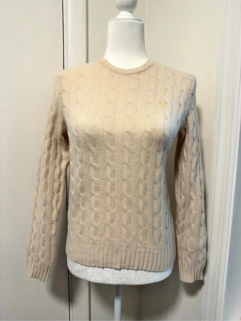 Ralph Lauren Sport Cream Cable Knit Sweater Size L